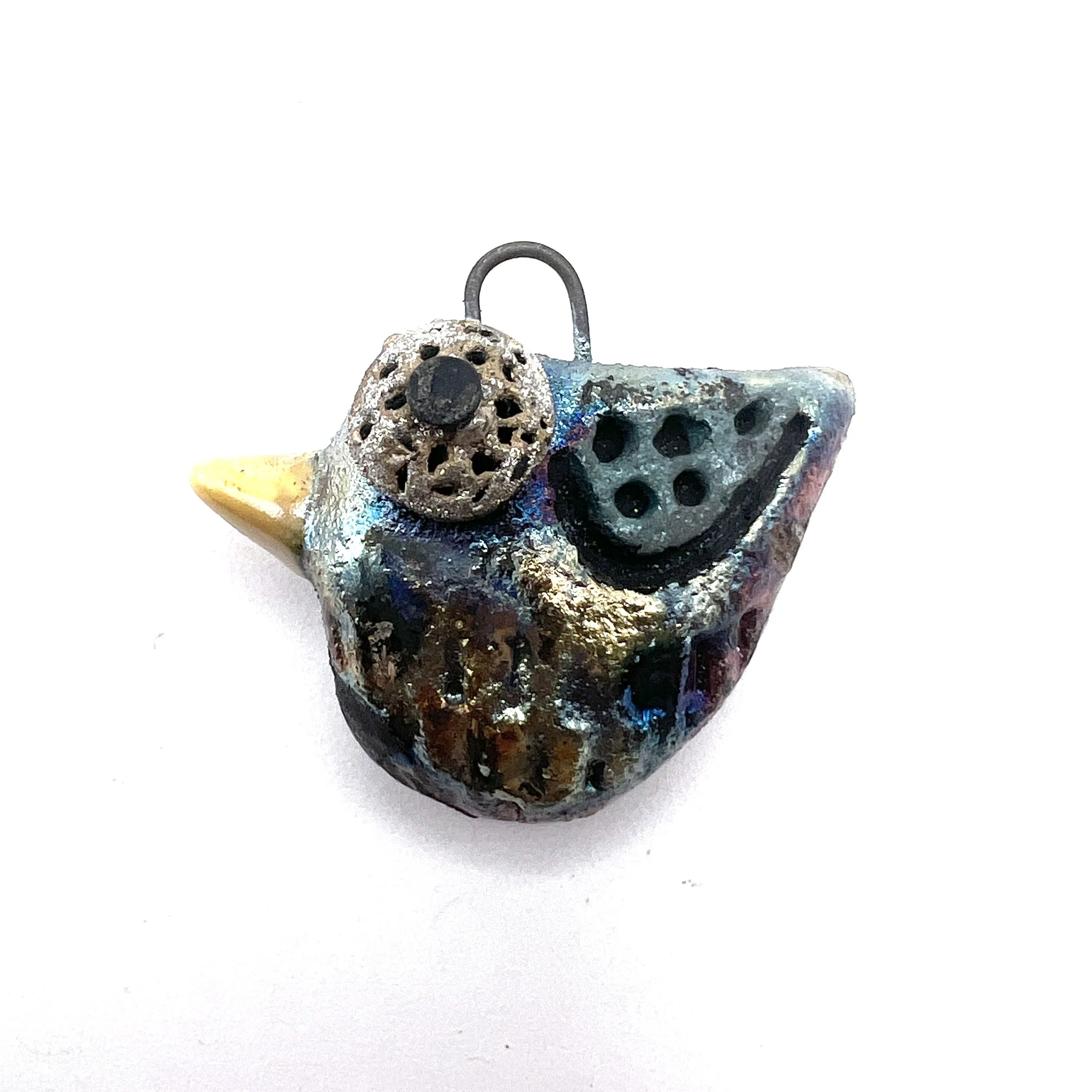 Flower Raku Ceramic Pendant Raku Jewelry Supply Handmade by